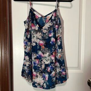 Promod Camisole Lingerie Style Y2K Size 8 Satin Lace Blue Floral EURO 40​​​​